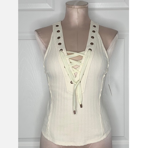 Free People Tops - Free People Cream Ribbed Crop Top Sz S